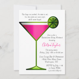 Roligt Rosa Martini Cocktail Hour Bachelorette Par Inbjudningar