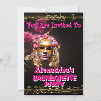 Roligt rosa maskerad tjej bachelorette Party Inbjudningar
