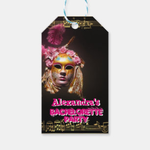 Roligt rosa maskerad tjej bachelorette Party Presentetikett