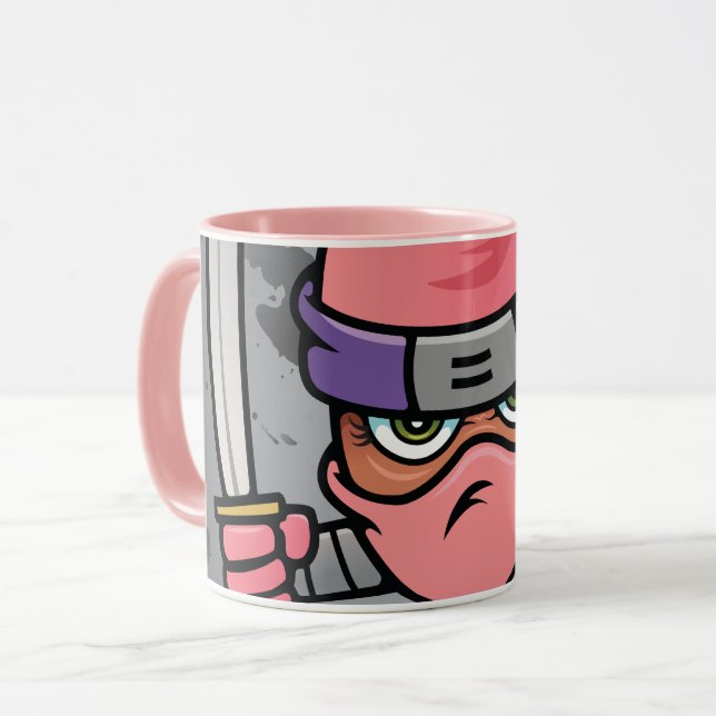 Roligt Rosa Ninja Mugg (Framsida vänster)