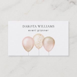 Roligt Rosa och Glitter-ballonger i Guld Visitkort