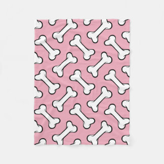 Roligt Rosa och White Bones Mönster Hund Blanket Fleecefilt