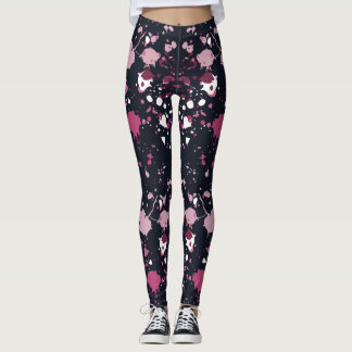 Roligt Rosa Paint Splatter Mönster Leggings