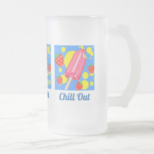 Roligt Rosa Popsicle and Strawbär Chill Out Frostat Ölglas