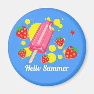 Roligt Rosa Popsicle and Strawbär Hej Summer Magnet