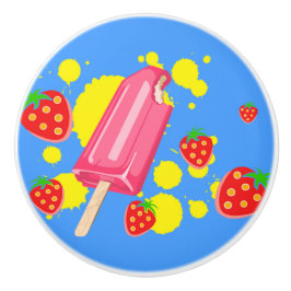 Roligt Rosa Popsicle and Strawbär Illustration Knopp