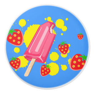 Roligt Rosa Popsicle and Strawbär Illustration Knopp