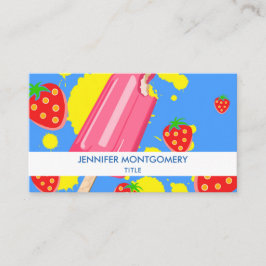 Roligt Rosa Popsicle and Strawbär Illustration Visitkort