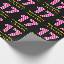 Roligt Rosa Rand 17; Lycklig 17:e födelsedagen; Na