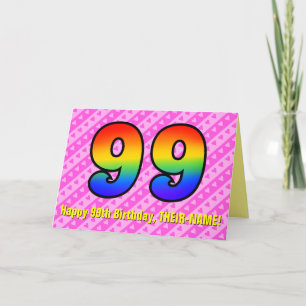 Roligt Rosa Rand, hjärter, regnbåge nr 99 Kort