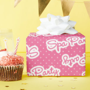 Roligt rosa spa party ord art som omsluter papper  presentpapper