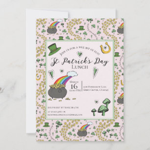 Roligt Rosa St patricks day Irish Blessings Lunch Inbjudningar