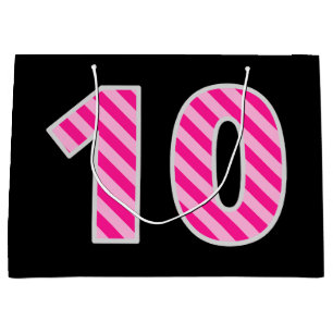 Roligt Rosa Stripe "10", Lycklig 10:e födelsedagen