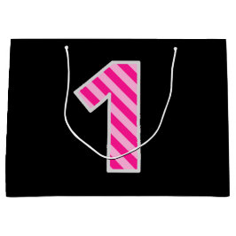 Roligt Rosa stripe "1"; Lycklig 1:a födelsedag; Na