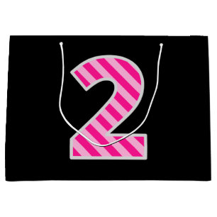 Roligt Rosa stripe "2"; Lycklig 2:a födelsedagen;