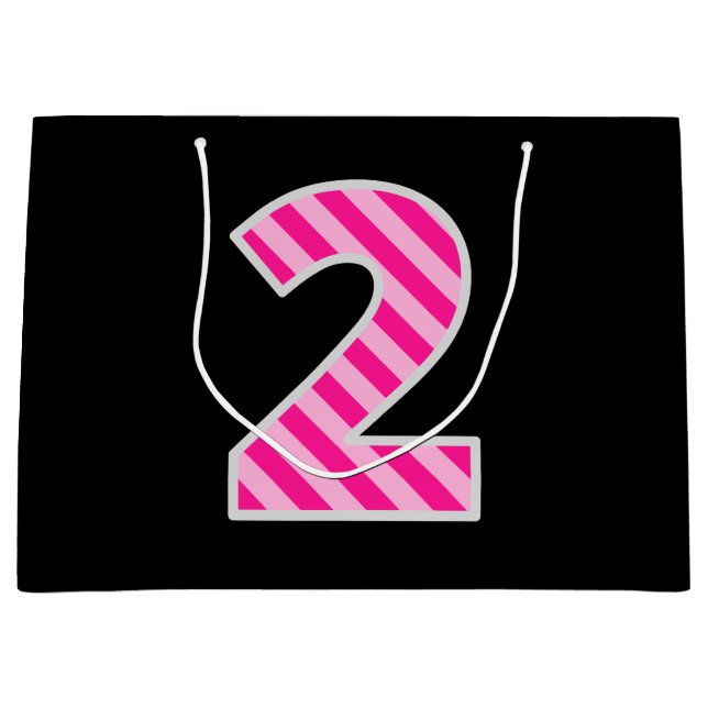 Roligt Rosa stripe "2"; Lycklig 2:a födelsedagen;  (Framsidan)