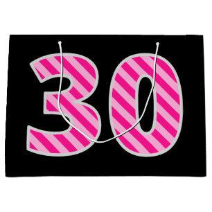 Roligt Rosa stripe "30". Lycklig 30års födelseda
