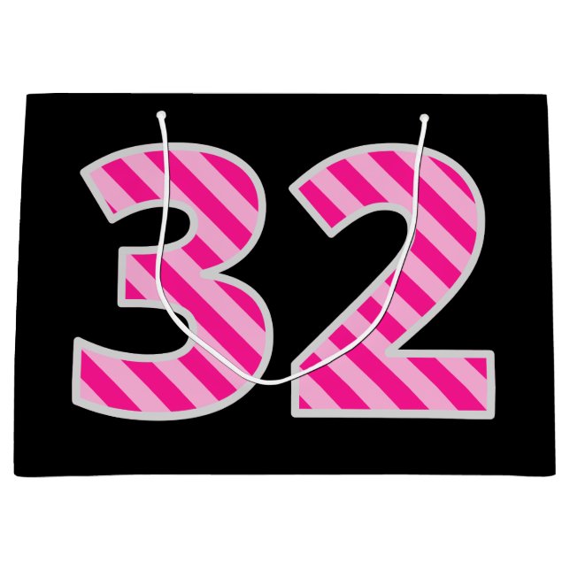 Roligt Rosa Stripe "32", Lycklig 32:a födelsedagen (Framsidan)