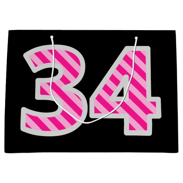 Roligt Rosa Stripe "34", Lycklig 34:e födelsedagen (Framsidan)