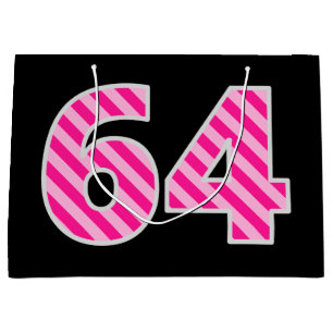 Roligt Rosa Stripe "64", Lycklig 64:e födelsedagen