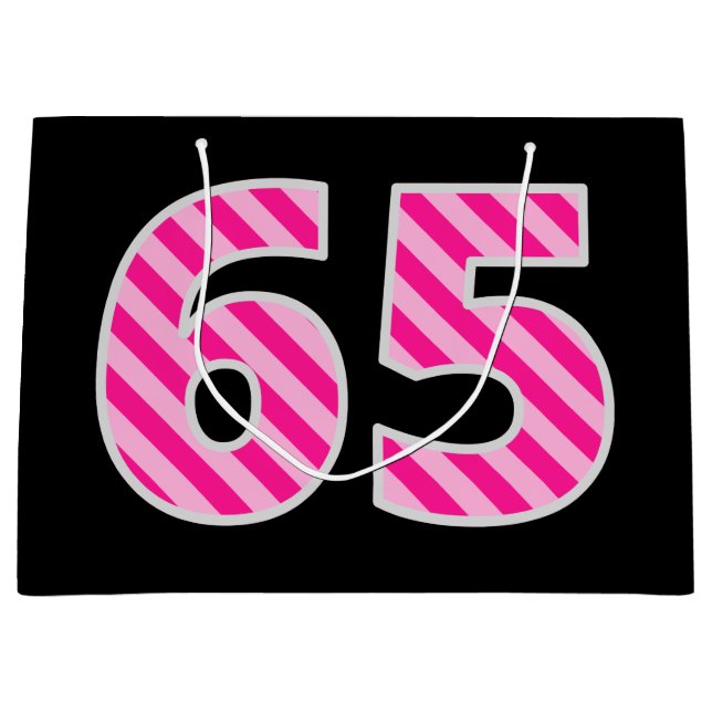 Roligt Rosa Stripe "65"; Lycklig 65e Birthday; Nam (Framsidan)