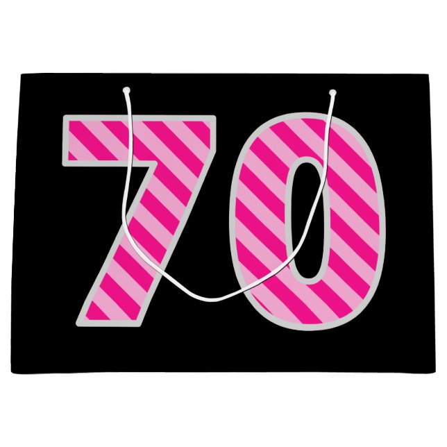 Roligt Rosa Stripe "70", Lycklig 70:e födelsedagen (Framsidan)