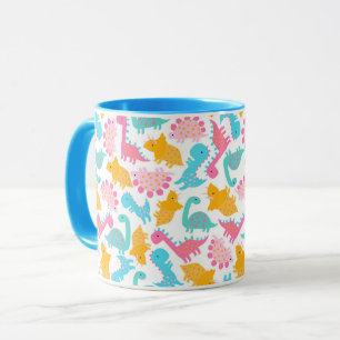 Roligt Rosa & Teal Dinosaur Mönster Mugg