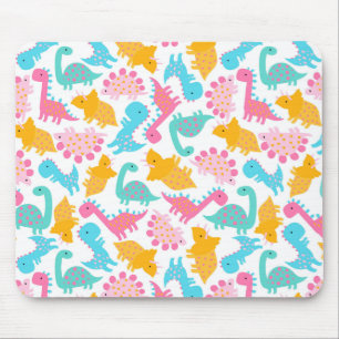 Roligt Rosa & Teal Dinosaur Mönster Musmatta