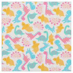 Roligt Rosa & Teal Dinosaur Mönster Tyg
