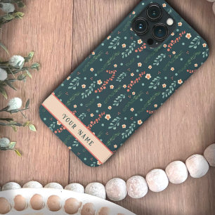 Roligt Rosa Teal Flowers Modern Namn Inspirief