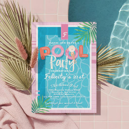 Roligt Rosa Tropical Vuxen Sommardagen i Party vid Inbjudningar