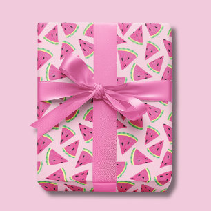 Roligt rosa tropiskt sommarvattenmelonmönster presentpapper