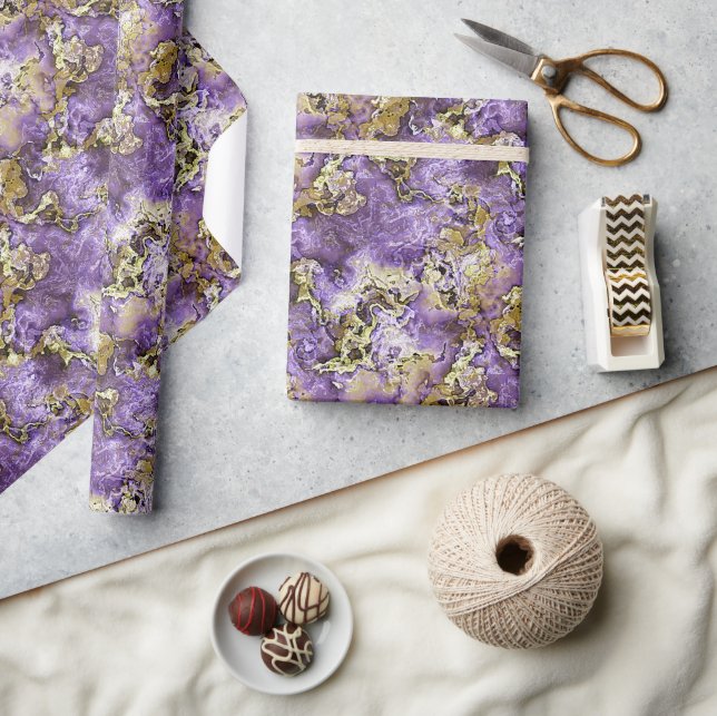 Roligt Rosa Violett Lila Falskt Guld Agat Konst Mö Presentpapper (Hantverk)