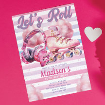 Roligt Rosa Watercolor Roller Blade Birthday