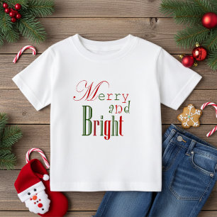 Roligt Rött och Grönt Glad och Ljus Jul för Bebis T Shirt