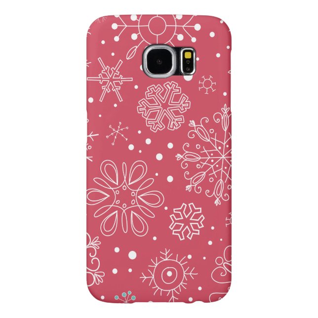 Roligt rött snöflingormönster Case-Mate samsung galaxy skal (Baksidan)