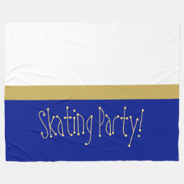 Roligt Royal Blue White Färg Block "SKATING PARTY" Fleecefilt