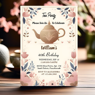 Roligt Royal Chic Vuxen Fairy Tea Party 40:e födel Inbjudningar