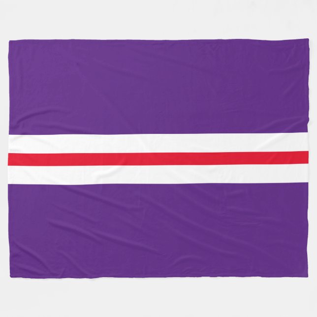 Roligt Royal Lila Bright Red White Tävla Rand Fleecefilt (Framsidan (Horisontell))