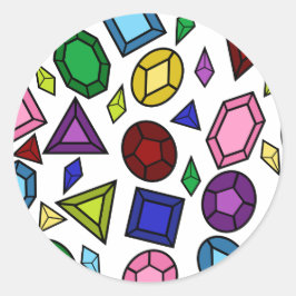 Roligt Royalet Rainbow Gemstones och Jewelry Mönst Runt Klistermärke