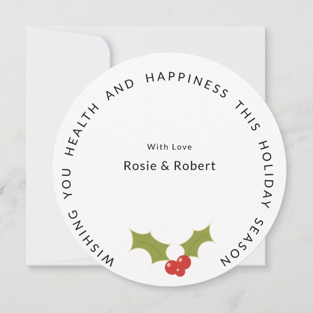 Roligt, Rund, Minimal Julgran Helgdag Julkort (Baksida)