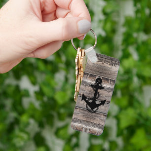 roligt Rustin Nautical ANCHOR WITH NAMN Nyckelke Nyckelring