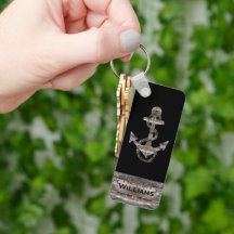 roligt Rustin Nautical ANCHOR WITH NAMN | Nyckelke