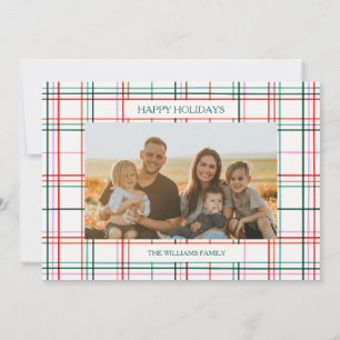 Roligt rutigt mönster barn ett foto Holiday-kort Julkort
