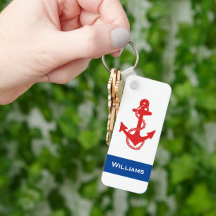 roligt RWB nautisk ANCHOR MED NAMN Nyckelkedja Nyckelring