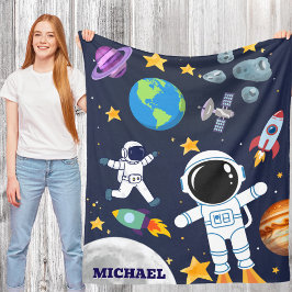 Roligt Rymden astronaut,Cute Kids första födelseda Fleecefilt