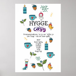 Roligt SÅ HYGGE FUNNY Mysigt Folk Art Doodles Poster