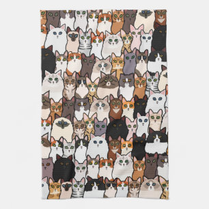 Roligt så många katter och kittens Collage Kökshandduk