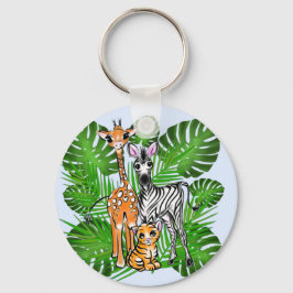 Roligt Safari-vänner giraffe zebra tiger handflata Nyckelring