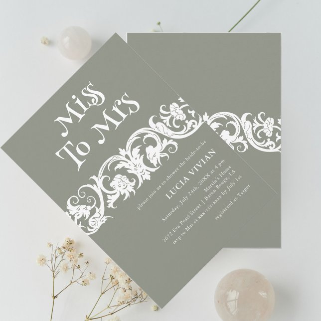 Roligt Sage Grönt minimalistisk Möhippa Inbjudningar (Skapare uppladdad)